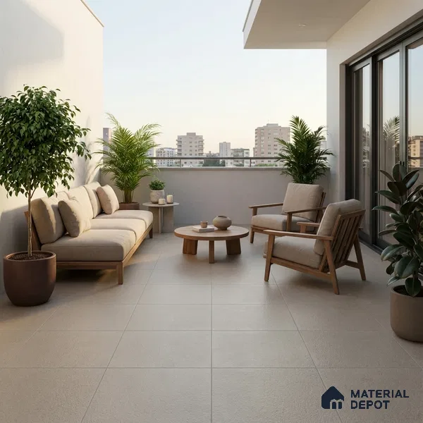 Budget Friendly Plain Look Value for Money Parking Beige Crema Floor Tile 16 x 16 inch | TL 00591 | Vitrified Matte Finish Tile - 12 mm | Suitable For Parking, Outdoor, Balcony & Terrace | Pattern Alignment May Vary | 2-3 mm Spacer is Mandatory