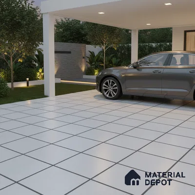 Budget Friendly Plain Look Value for Money Parking Cool Grey Floor Tile 16 x 16 inch | TL 00593 | Vitrified Matte Finish Tile - 12 mm | Suitable For Parking, Outdoor, Balcony & Terrace | Pattern Alignment May Vary | 2-3 mm Spacer is Mandatory