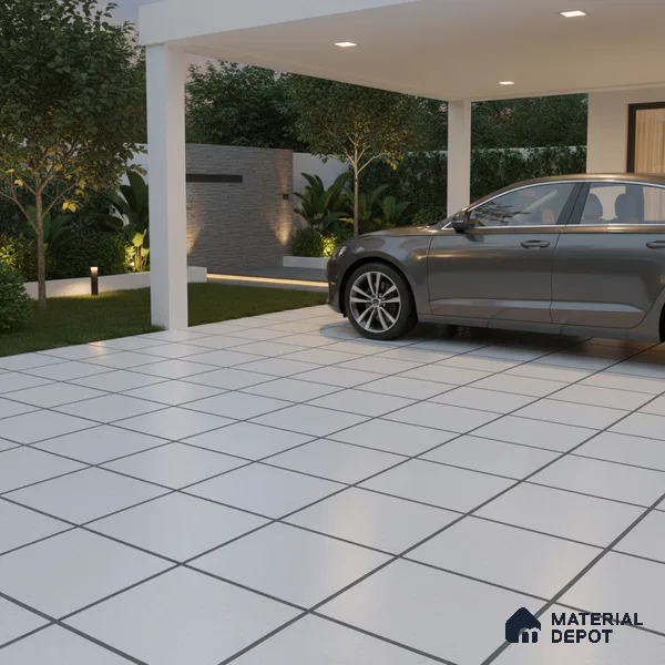Budget Friendly Plain Look Value for Money Parking Cool Grey Floor Tile 16 x 16 inch | TL 00593 | Vitrified Matte Finish Tile - 12 mm | Suitable For Parking, Outdoor, Balcony & Terrace | Pattern Alignment May Vary | 2-3 mm Spacer is Mandatory
