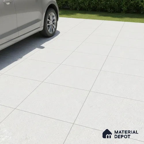 Budget Friendly Plain Look Value for Money Parking Cool Grey Floor Tile 16 x 16 inch | TL 00593 | Vitrified Matte Finish Tile - 12 mm | Suitable For Parking, Outdoor, Balcony & Terrace | Pattern Alignment May Vary | 2-3 mm Spacer is Mandatory