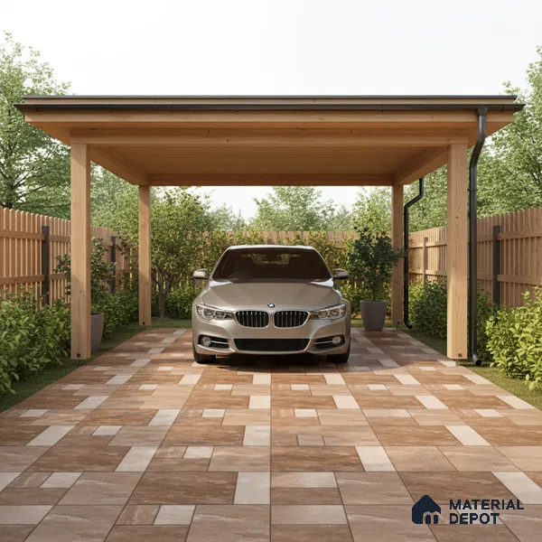 Budget Friendly Stone Look Value for Money Parking  Floor Tile 16 x 16 inch | TL 00597 | Vitrified Matte Finish Tile - 12 mm | Suitable For Parking, Outdoor, Balcony & Terrace | Pattern Alignment May Vary | 2-3 mm Spacer is Mandatory
