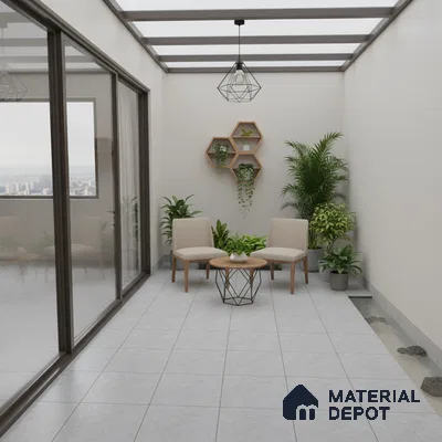 Budget Friendly Marble Look Value for Money Parking Grayscale Floor Tile 16 x 16 inch | TL 00598 | Vitrified Matte Finish Tile - 12 mm | Suitable For Parking, Bathroom, Balcony & Terrace | Pattern Alignment May Vary | 2-3 mm Spacer is Mandatory