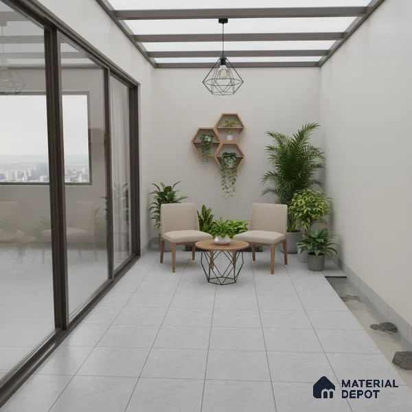 Budget Friendly Marble Look Value for Money Parking Grayscale Floor Tile 16 x 16 inch | TL 00598 | Vitrified Matte Finish Tile - 12 mm | Suitable For Parking, Bathroom, Balcony & Terrace | Pattern Alignment May Vary | 2-3 mm Spacer is Mandatory