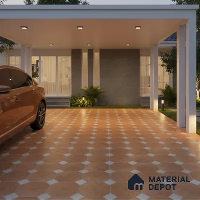 Budget Friendly Hexagonal Look Value for Money Parking Rosy Brown Floor Tile 16 x 16 inch | TL 00599 | Vitrified Matte Finish Tile - 12 mm | Suitable For Parking, Bathroom, Balcony & Terrace | Pattern Alignment May Vary | 2-3 mm Spacer is Mandatory