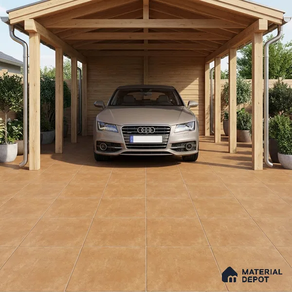 Budget Friendly Plain Look Value for Money Parking Brown Floor Tile 16 x 16 inch | TL 00600 | Vitrified Matte Finish Tile - 12 mm | Suitable For Parking, Bathroom, Balcony & Terrace | Pattern Alignment May Vary | 2-3 mm Spacer is Mandatory