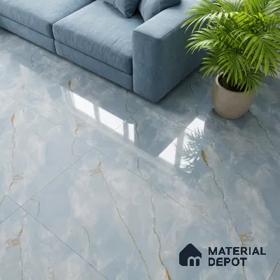 TL 00634 Blue 2 ft x 4 ft Glossy Finish Endless Vitrified Floor & Wall Tile - 9 mm