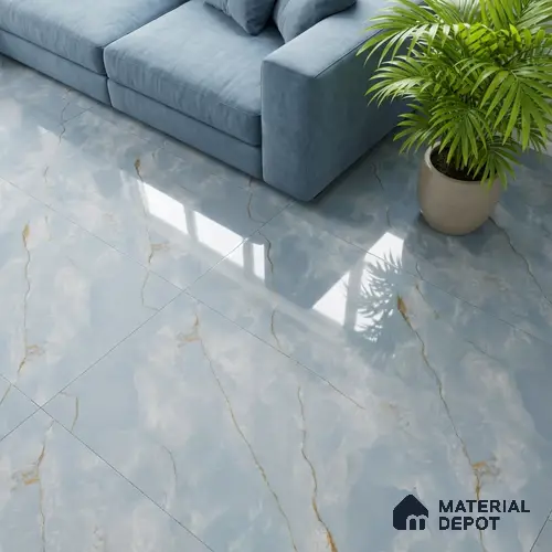 TL 00634 Blue 2 ft x 4 ft Glossy Finish Endless Vitrified Floor & Wall Tile - 9 mm