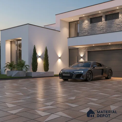 Budget Friendly Stone Look Value for Money Parking Dun Brown Floor Tile 16 x 16 inch | TL 00657 B | Vitrified Matte Finish Tile - 12 mm | Suitable For Parking, Outdoor, Balcony & Terrace | Pattern Alignment May Vary | 2-3 mm Spacer is Mandatory