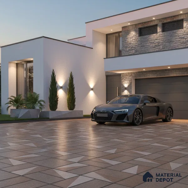 Budget Friendly Stone Look Value for Money Parking Dun Brown Floor Tile 16 x 16 inch | TL 00657 B | Vitrified Matte Finish Tile - 12 mm | Suitable For Parking, Outdoor, Balcony & Terrace | Pattern Alignment May Vary | 2-3 mm Spacer is Mandatory