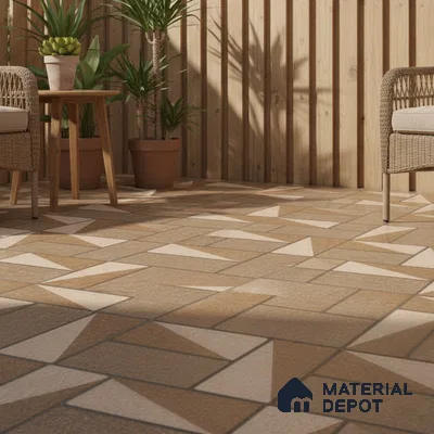 Budget Friendly Stone Look Value for Money Parking Dun Brown Floor Tile 16 x 16 inch | TL 00657 B | Vitrified Matte Finish Tile - 12 mm | Suitable For Parking, Outdoor, Balcony & Terrace | Pattern Alignment May Vary | 2-3 mm Spacer is Mandatory