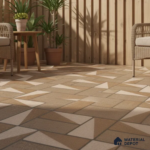 Budget Friendly Stone Look Value for Money Parking Dun Brown Floor Tile 16 x 16 inch | TL 00657 B | Vitrified Matte Finish Tile - 12 mm | Suitable For Parking, Outdoor, Balcony & Terrace | Pattern Alignment May Vary | 2-3 mm Spacer is Mandatory