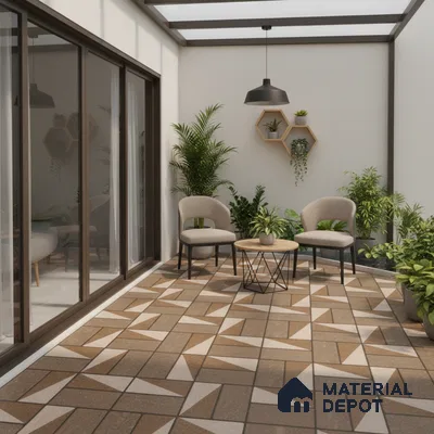 Budget Friendly Stone Look Value for Money Parking Dun Brown Floor Tile 16 x 16 inch | TL 00657 B | Vitrified Matte Finish Tile - 12 mm | Suitable For Parking, Outdoor, Balcony & Terrace | Pattern Alignment May Vary | 2-3 mm Spacer is Mandatory