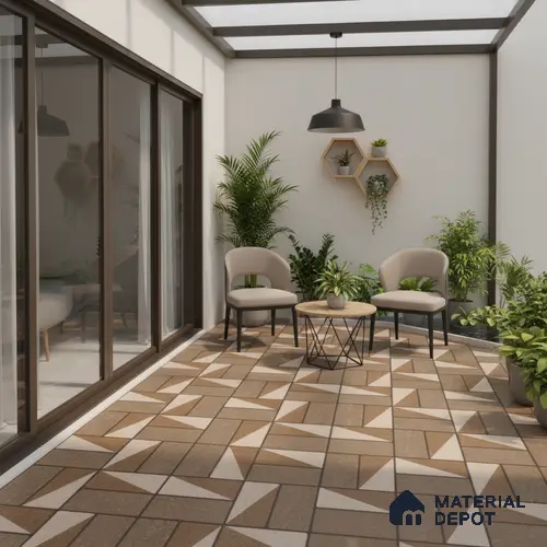 Budget Friendly Stone Look Value for Money Parking Dun Brown Floor Tile 16 x 16 inch | TL 00657 B | Vitrified Matte Finish Tile - 12 mm | Suitable For Parking, Outdoor, Balcony & Terrace | Pattern Alignment May Vary | 2-3 mm Spacer is Mandatory