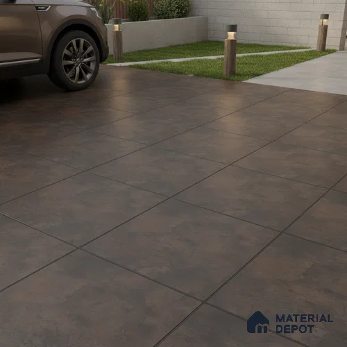 Budget Friendly Stone Look Value for Money Parking Chocolate Brown Floor Tile 16 x 16 inch | TL 00662 B | Vitrified Matte Finish Tile - 12 mm | Suitable For Parking, Outdoor, Balcony & Terrace | Pattern Alignment May Vary | 2-3 mm Spacer is Mandatory