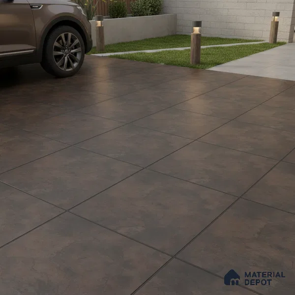 Budget Friendly Stone Look Value for Money Parking Chocolate Brown Floor Tile 16 x 16 inch | TL 00662 B | Vitrified Matte Finish Tile - 12 mm | Suitable For Parking, Outdoor, Balcony & Terrace | Pattern Alignment May Vary | 2-3 mm Spacer is Mandatory