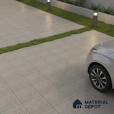 Budget Friendly Stone Look Value for Money Parking Glow Beige Floor Tile 16 x 16 inch | TL 00662 A | Vitrified Matte Finish Tile - 12 mm | Suitable For Parking, Outdoor, Balcony & Terrace | Pattern Alignment May Vary | 2-3 mm Spacer is Mandatory