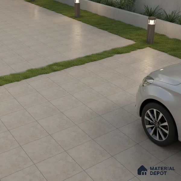 Budget Friendly Stone Look Value for Money Parking Glow Beige Floor Tile 16 x 16 inch | TL 00662 A | Vitrified Matte Finish Tile - 12 mm | Suitable For Parking, Outdoor, Balcony & Terrace | Pattern Alignment May Vary | 2-3 mm Spacer is Mandatory