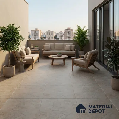 Budget Friendly Stone Look Value for Money Parking Glow Beige Floor Tile 16 x 16 inch | TL 00662 A | Vitrified Matte Finish Tile - 12 mm | Suitable For Parking, Outdoor, Balcony & Terrace | Pattern Alignment May Vary | 2-3 mm Spacer is Mandatory