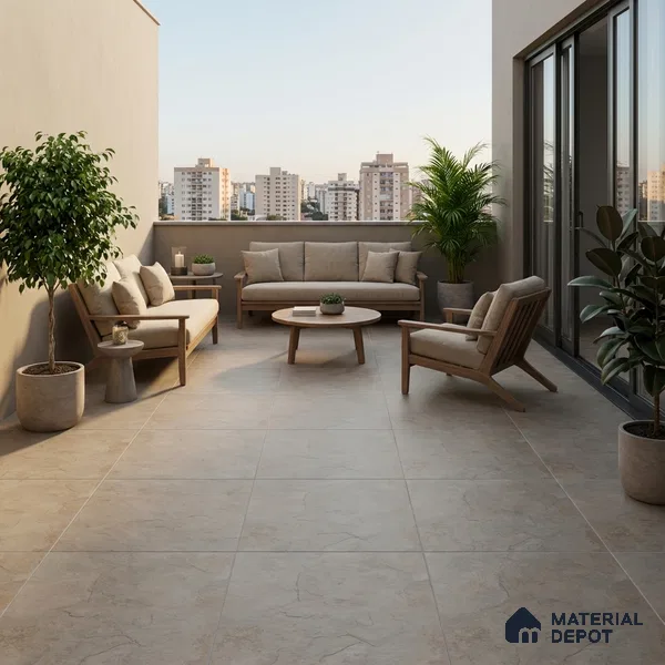 Budget Friendly Stone Look Value for Money Parking Glow Beige Floor Tile 16 x 16 inch | TL 00662 A | Vitrified Matte Finish Tile - 12 mm | Suitable For Parking, Outdoor, Balcony & Terrace | Pattern Alignment May Vary | 2-3 mm Spacer is Mandatory