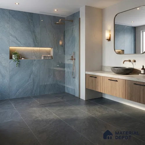 Budget Friendly Stone Look Value for Money Parking Ash Grey Floor Tile 16 x 16 inch | TL 00662 C | Vitrified Matte Finish Tile - 12 mm | Suitable For Parking, Outdoor, Balcony & Terrace | Pattern Alignment May Vary | 2-3 mm Spacer is Mandatory