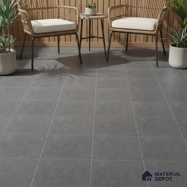 Budget Friendly Stone Look Value for Money Parking Ash Grey Floor Tile 16 x 16 inch | TL 00662 C | Vitrified Matte Finish Tile - 12 mm | Suitable For Parking, Outdoor, Balcony & Terrace | Pattern Alignment May Vary | 2-3 mm Spacer is Mandatory