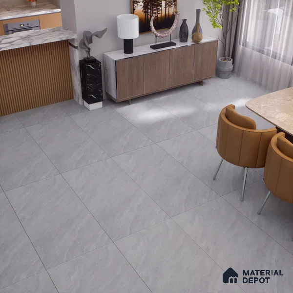 Cement Dolphin Wall & Floor Tile TL 00679 Grey 4 ft x 2 ft Matte Finish Full Body Vitrified Tile - 9 mm | Suitable For Living Room, Bedroom, Kitchen