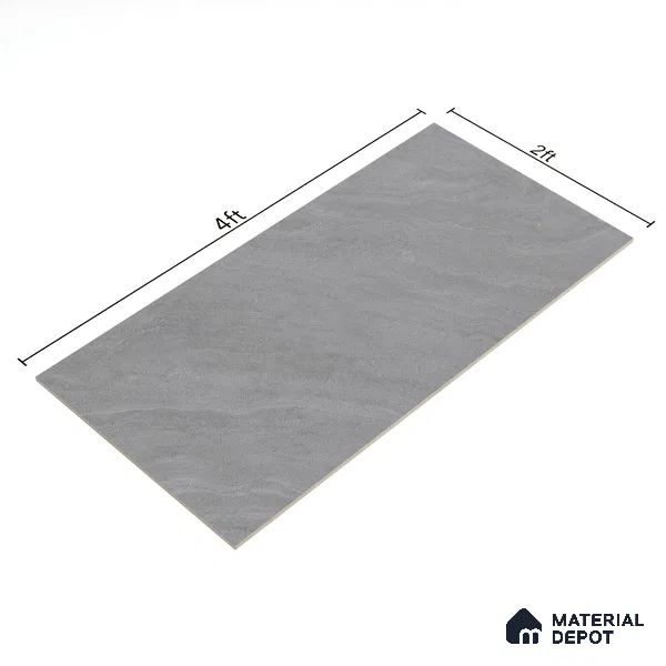 Cement Dolphin Wall & Floor Tile TL 00679 Grey 4 ft x 2 ft Matte Finish Full Body Vitrified Tile - 9 mm | Suitable For Living Room, Bedroom, Kitchen