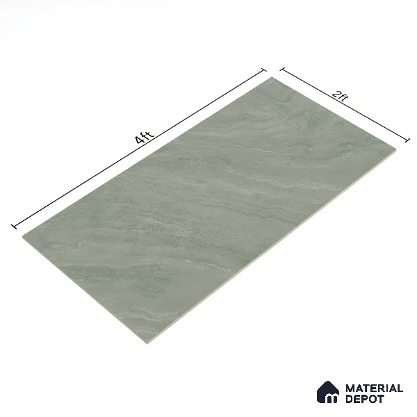 Marble Verde Wall & Floor Tile TL 00681 Sage Green 4 ft x 2 ft Matte Finish Full Body Vitrified Tile - 9 mm | Suitable For Living Room, Bedroom, Kitchen