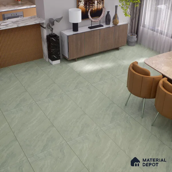 Marble Verde Wall & Floor Tile TL 00681 Sage Green 4 ft x 2 ft Matte Finish Full Body Vitrified Tile - 9 mm | Suitable For Living Room, Bedroom, Kitchen