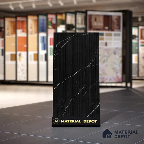 Punch Nero Marquina Wall & Floor Tile TL 00682 Jet Black 4 ft x 2 ft Matte Finish Vitrified Tile - 9 mm | Suitable for Living Room, Dining, Feature / Accent Walls