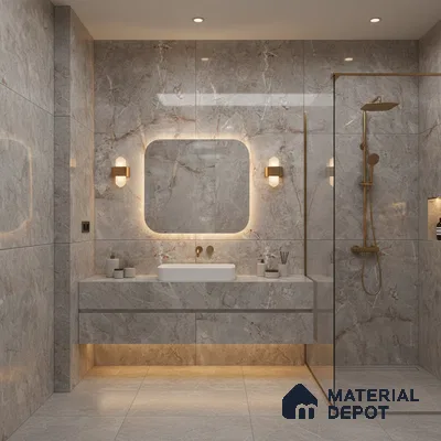 Marble Floor & Wall Tile | TL 00685 Gris Glossy Finish 4 ft x 2 ft Vitrified Tile - 9 mm | Suitable For Living Room, Bedroom, Dining Area