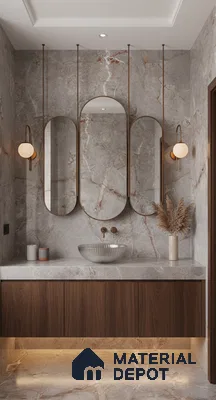 Marble Floor & Wall Tile | TL 00685 Gris Glossy Finish 4 ft x 2 ft Vitrified Tile - 9 mm | Suitable For Living Room, Bedroom, Dining Area