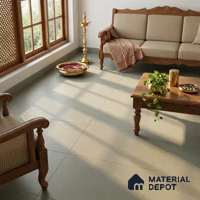 Plain Wall & Floor Tile TL 00705 Sage Green 4 ft x 2 ft Matte Finish Full Body Vitrified Tile - 9 mm | Suitable For Living Room, Hall, Bedroom