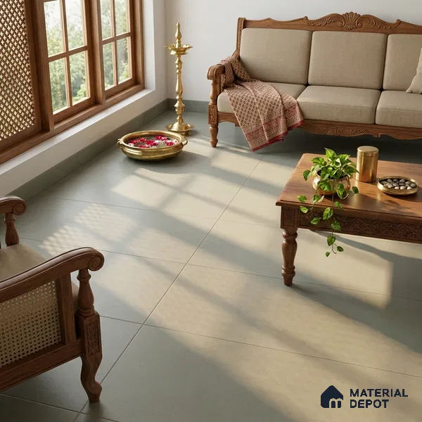 Plain Wall & Floor Tile TL 00705 Sage Green 4 ft x 2 ft Matte Finish Full Body Vitrified Tile - 9 mm | Suitable For Living Room, Hall, Bedroom