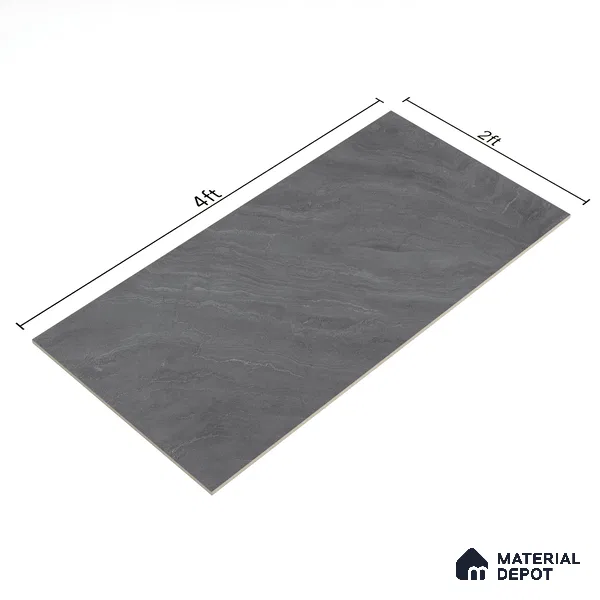 Marble Slate Wall & Floor Tile TL 00748 Slate Grey 4 ft x 2 ft Matte Finish Full Body Vitrified Tile - 9 mm | Suitable For Living Room, Bedroom, Kitchen