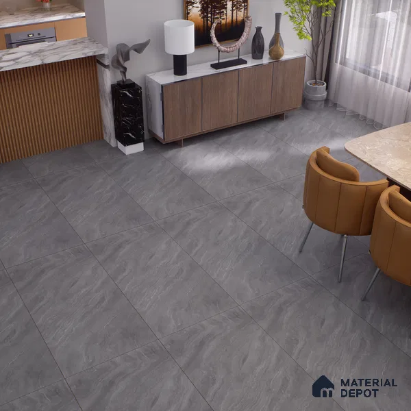 Marble Slate Wall & Floor Tile TL 00748 Slate Grey 4 ft x 2 ft Matte Finish Full Body Vitrified Tile - 9 mm | Suitable For Living Room, Bedroom, Kitchen