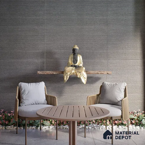 Stone Floor & Wall Tile | TL 00754 Graphite Linia 4 ft x 2 ft Punch Matte Finish Full Body Vitrified Tile - 9 mm | Suitable For Living Room, Bedroom, Bathroom