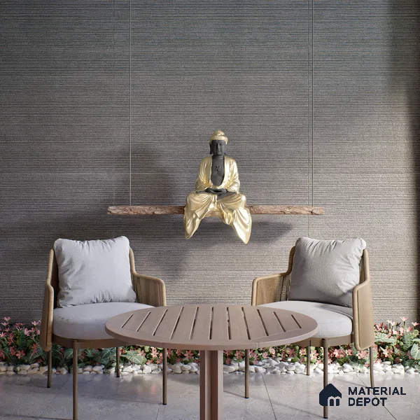 Stone Floor & Wall Tile | TL 00754 Graphite Linia 4 ft x 2 ft Punch Matte Finish Full Body Vitrified Tile - 9 mm | Suitable For Living Room, Bedroom, Bathroom