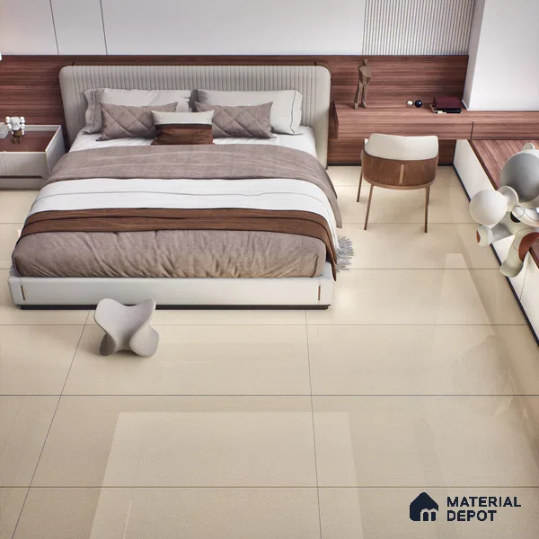 Plain Wall & Floor Tile TL 00760 Latte Beige 4 ft x 2 ft Glossy Finish Tile - 9 mm | Suitable For Living Room, Hall, Bedroom