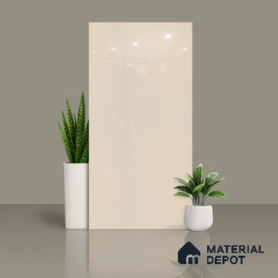 Plain Wall & Floor Tile TL 00760 Latte Beige 4 ft x 2 ft Glossy Finish Tile - 9 mm | Suitable For Living Room, Hall, Bedroom