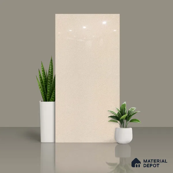 Plain Wall & Floor Tile TL 00760 Latte Beige 4 ft x 2 ft Glossy Finish Tile - 9 mm | Suitable For Living Room, Hall, Bedroom