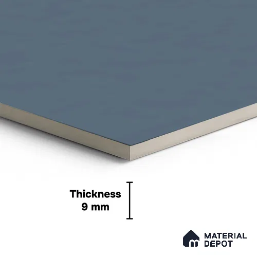Plain Wall & Floor Tile TL 00767 Steel Blue 4 ft x 2 ft Matte Finish Tile - 9 mm | Suitable For Living Room, Hall, Bedroom