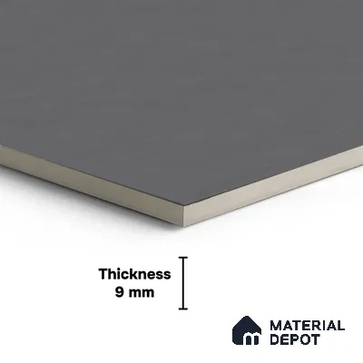 Plain Wall & Floor Tile TL 00768 Dark Grey 4 ft x 2 ft Matte Finish Tile - 9 mm | Suitable For Living Room, Hall, Bedroom