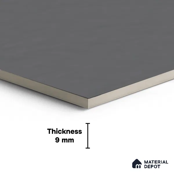 Plain Wall & Floor Tile TL 00768 Dark Grey 4 ft x 2 ft Matte Finish Tile - 9 mm | Suitable For Living Room, Hall, Bedroom