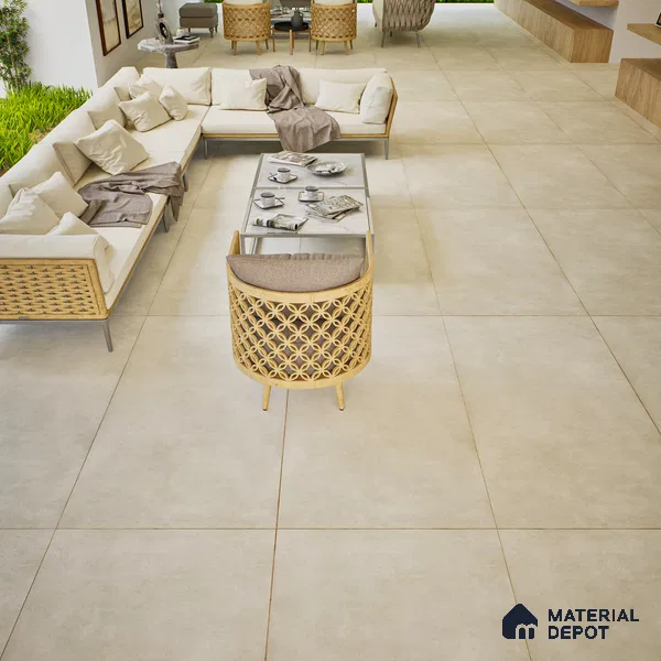 Stone Floor & Wall Tile | TL 00773 Raw Bianco 4 ft x 2 ft Matte Finish Full Body Vitrified Tile - 9 mm | Suitable For Living Room, Bedroom, Bathroom