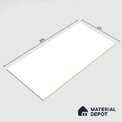 Plain Wall & Floor Tile TL 00775 Pure White 4 ft x 2 ft Matte Finish Tile - 9 mm | Suitable For Living Room, Hall, Bedroom
