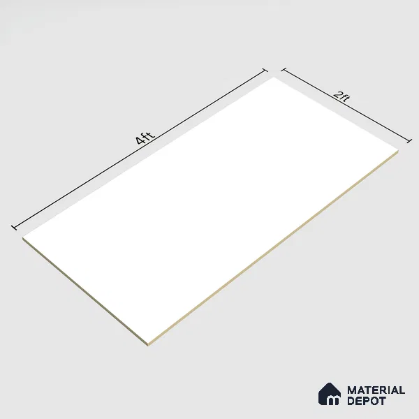 Plain Wall & Floor Tile TL 00775 Pure White 4 ft x 2 ft Matte Finish Tile - 9 mm | Suitable For Living Room, Hall, Bedroom