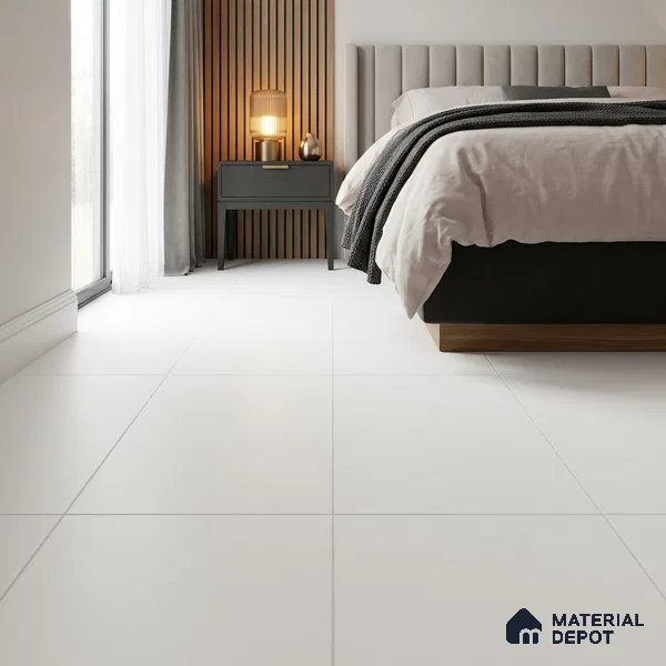 Plain Wall & Floor Tile TL 00775 Pure White 4 ft x 2 ft Matte Finish Tile - 9 mm | Suitable For Living Room, Hall, Bedroom