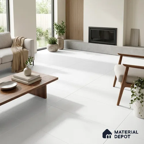 Plain Wall & Floor Tile TL 00775 Pure White 4 ft x 2 ft Matte Finish Tile - 9 mm | Suitable For Living Room, Hall, Bedroom