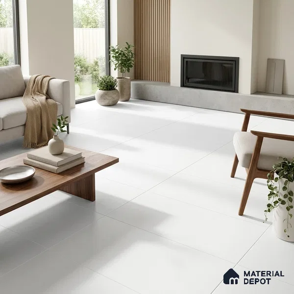 Plain Wall & Floor Tile TL 00775 Pure White 4 ft x 2 ft Matte Finish Tile - 9 mm | Suitable For Living Room, Hall, Bedroom